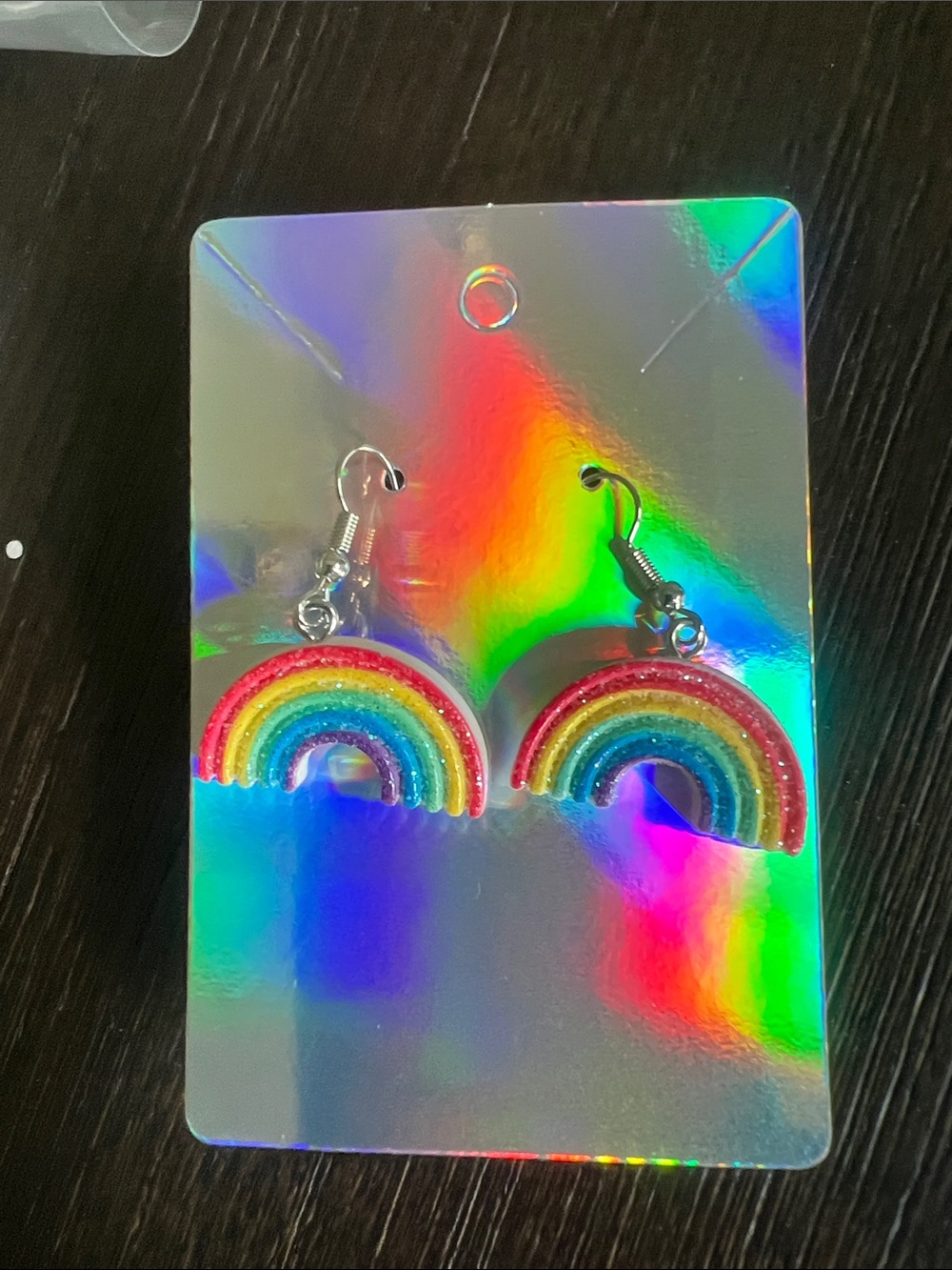 Rainbow Glitter Dangle Earrings